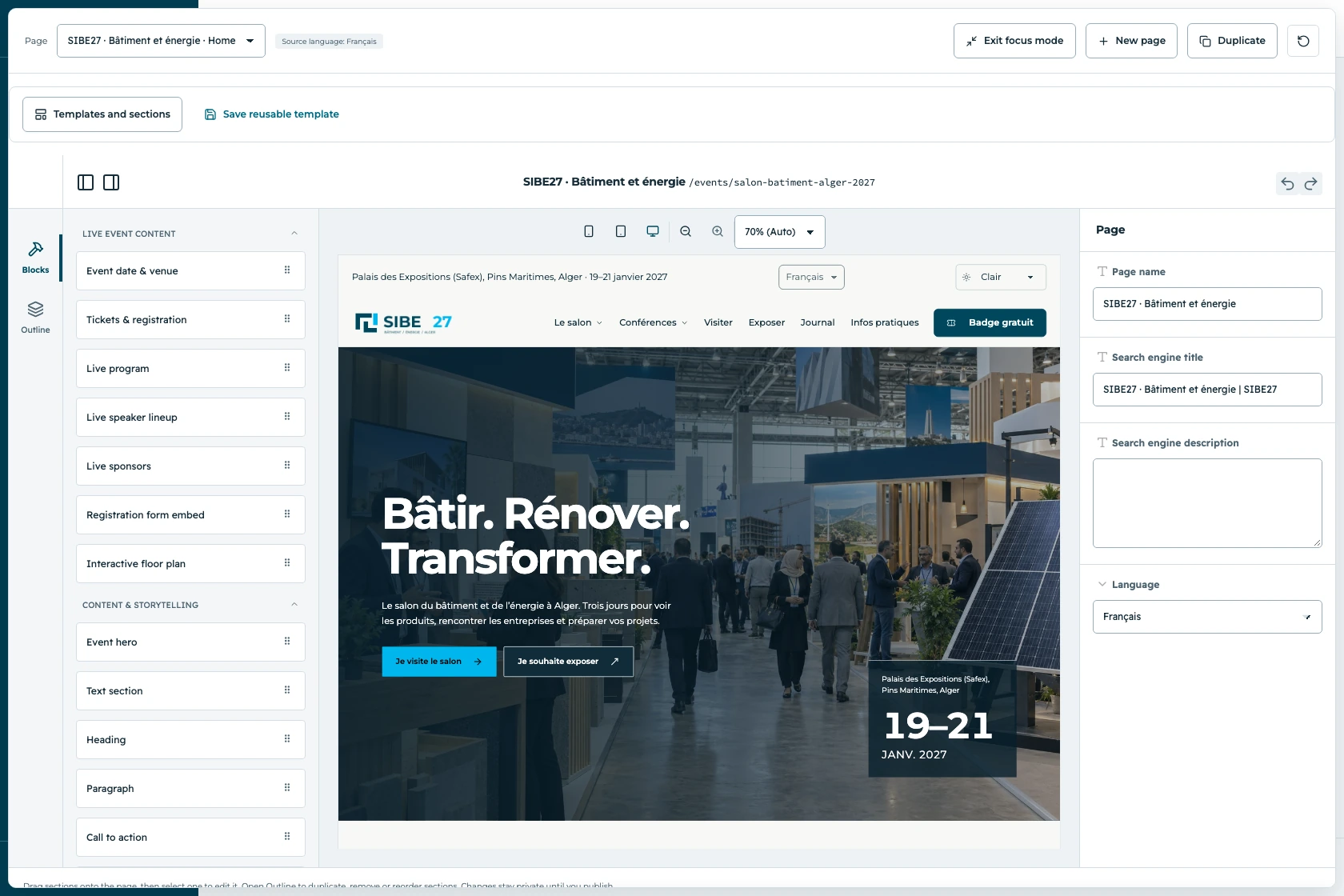 Inside EventZuno: Website builder